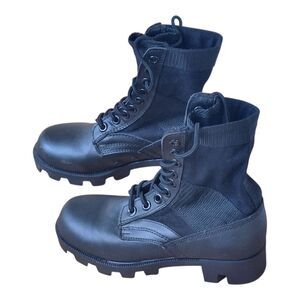Kids Rothco GI Style Jungle Boots 8" Black Leather Nylon Youth Size 2 Hunting